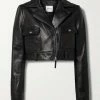 Coupon 👍 KHAITE Meyla Cropped Leather Biker Jacket ✨