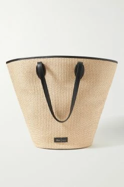 Cheapest 🔔 KHAITE Osa Leather-trimmed Raffia Tote 🎁