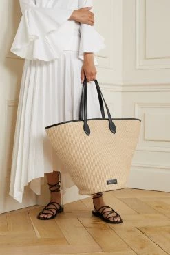 Cheapest 🔔 KHAITE Osa Leather-trimmed Raffia Tote 🎁 -Khaite Store w920 q60 1086