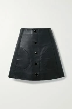Coupon 😉 KHAITE Button-embellished Leather Mini 🎁 Skirt ⭐