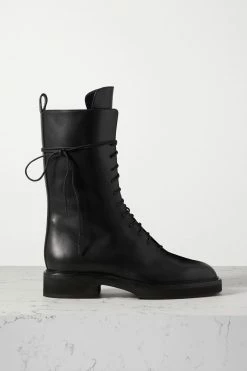 Best Sale ⌛ KHAITE Conley Lace-up Leather Ankle 👏 Boots ❤️