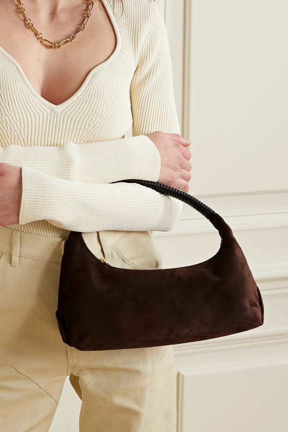 Deals ๐งจ KHAITE Remi Hobo Leather-trimmed Suede Shoulder Bag ๐ 4 Deals ๐งจ KHAITE Remi Hobo Leather-trimmed Suede Shoulder Bag ๐ - Image 2