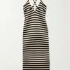 New 🎉 KHAITE Georgia Striped Cashmere Midi Dress 😀