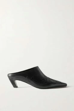 Outlet 👏 KHAITE Madison Appliquéd Leather Mules 🔔