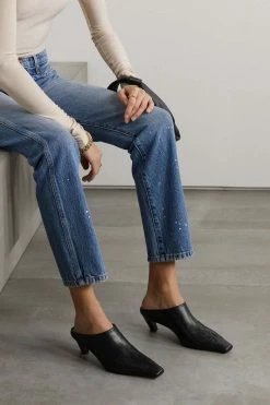 Outlet 👏 KHAITE Madison Appliquéd Leather Mules 🔔 -Khaite Store w920 q60 165