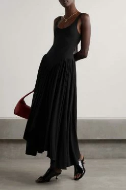 Deals 💯 KHAITE Lynn Open-back Pleated Crepe Midi Dress ✔️ -Khaite Store w920 q60 198
