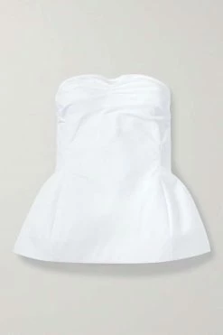 Promo ⌛ KHAITE Blanche Strapless Cotton-twill Peplum Top ❤️