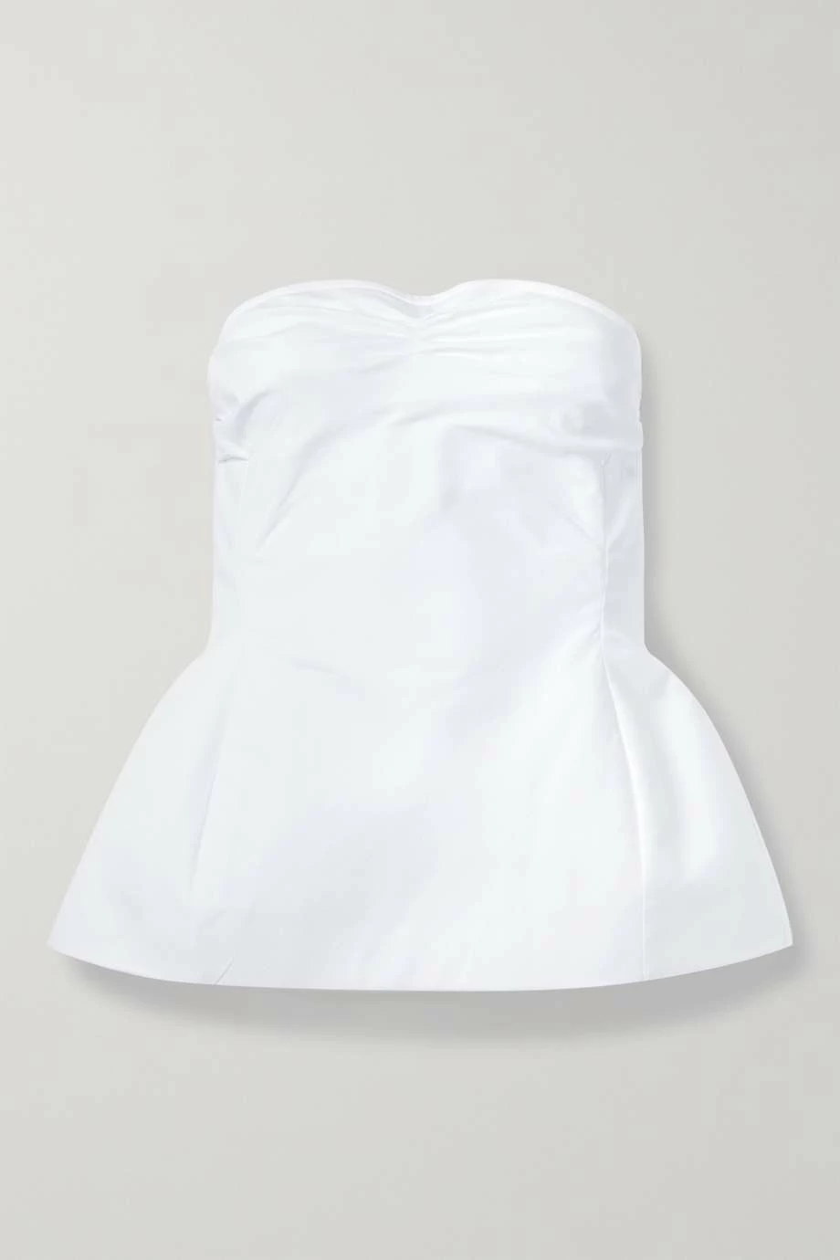 Promo ⌛ KHAITE Blanche Strapless Cotton-twill Peplum Top ❤️ 3 Promo ⌛ KHAITE Blanche Strapless Cotton-twill Peplum Top ❤️