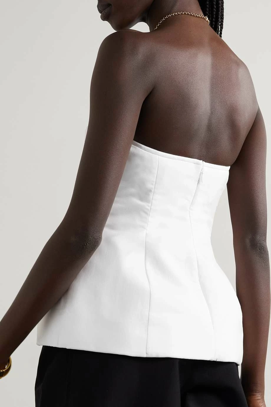 Promo ⌛ KHAITE Blanche Strapless Cotton-twill Peplum Top ❤️ 5 Promo ⌛ KHAITE Blanche Strapless Cotton-twill Peplum Top ❤️ - Image 3