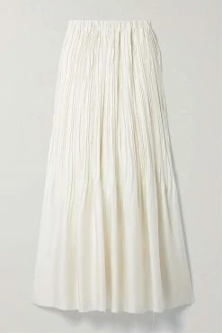 Best deal ⌛ KHAITE Cersi Pleated Cupro Maxi 👍 Skirt 🔥