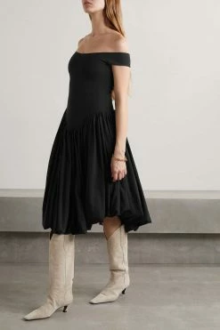 Flash Sale 🌟 KHAITE Noma Off-the-shoulder Stretch-cotton Jersey Midi Dress 🥰 -Khaite Store w920 q60 243
