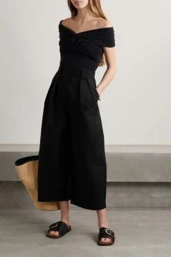 Flash Sale ✔️ KHAITE Tino Cropped Pleated Cotton Wide-leg Pants 🔔 -Khaite Store w920 q60 271