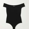 Promo 💯 KHAITE Nima Off-the-shoulder Stretch-cotton Jersey Thong Bodysuit ✔️