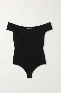 Promo 💯 KHAITE Nima Off-the-shoulder Stretch-cotton Jersey Thong Bodysuit ✔️