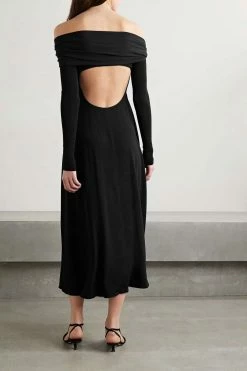 Best deal 💯 KHAITE Cerna Off-the-shoulder Cutout Knotted Stretch-jersey Midi Dress 🥰 -Khaite Store w920 q60 28