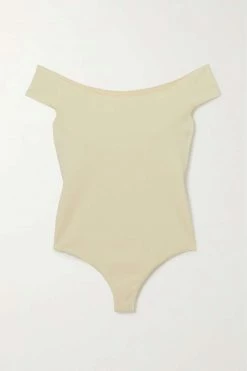 Buy 👏 KHAITE Nima Off-the-shoulder Stretch-cotton Jersey Thong Bodysuit ❤️