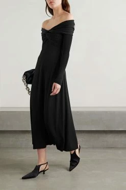 Best deal 💯 KHAITE Cerna Off-the-shoulder Cutout Knotted Stretch-jersey Midi Dress 🥰 -Khaite Store w920 q60 30