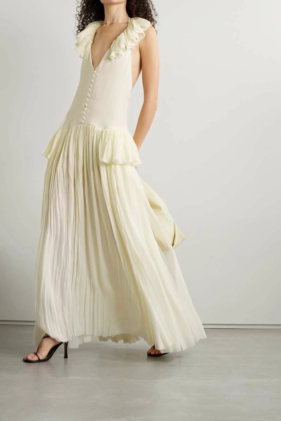 Cheapest โ KHAITE Maryam Open-back Ruffled Pleated Silk Crepe De Chine Maxi ๐ Dress โญ 5 Cheapest โ KHAITE Maryam Open-back Ruffled Pleated Silk Crepe De Chine Maxi ๐ Dress โญ - Image 3