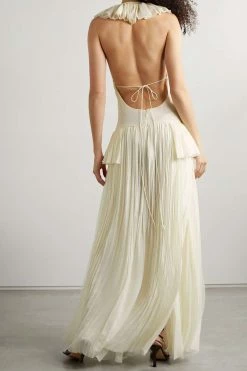 Cheapest โ KHAITE Maryam Open-back Ruffled Pleated Silk Crepe De Chine Maxi ๐ Dress โญ 11 Cheapest โ KHAITE Maryam Open-back Ruffled Pleated Silk Crepe De Chine Maxi ๐ Dress โญ -Khaite Store w920 q60 349