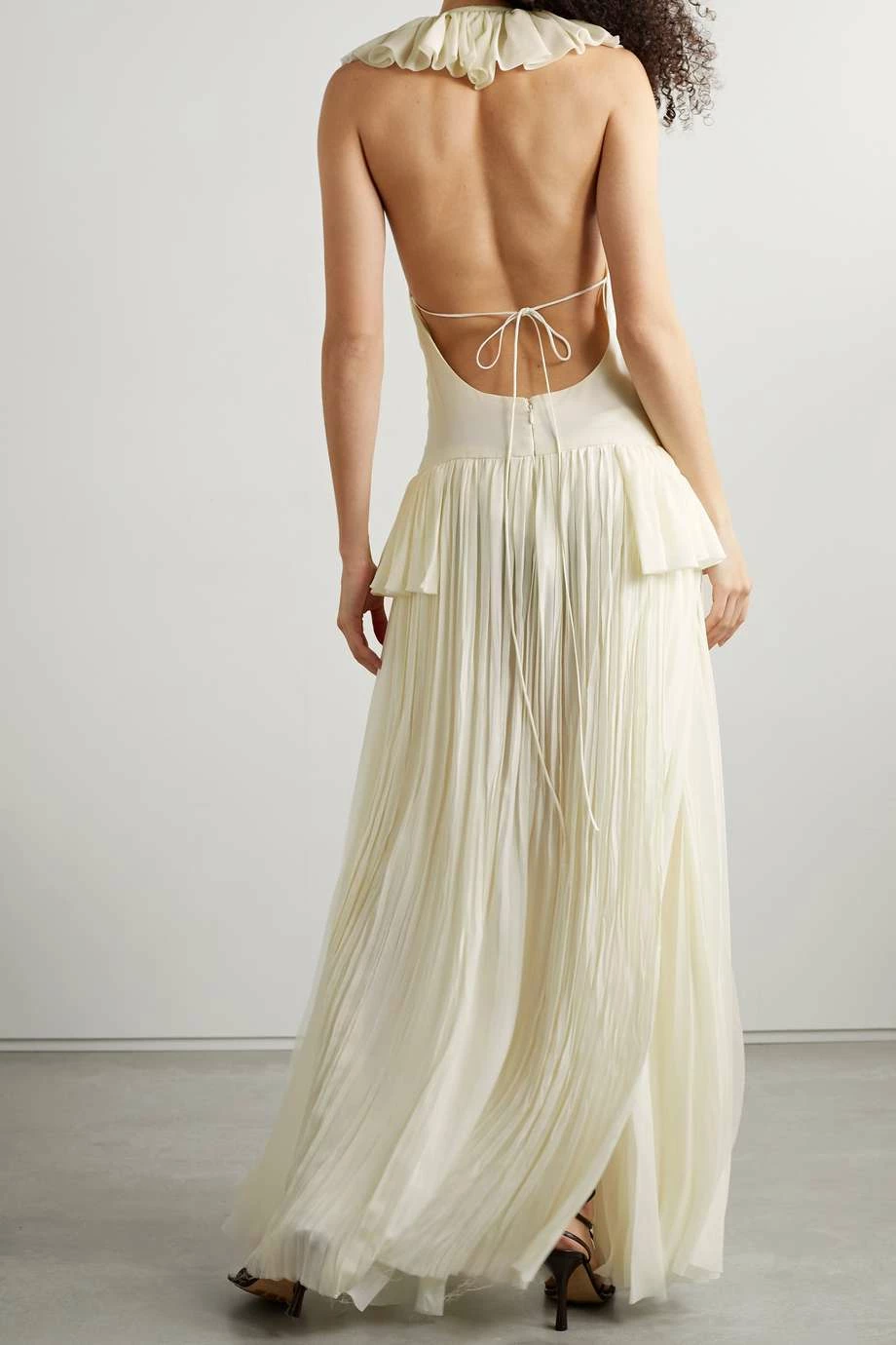 Cheapest โ KHAITE Maryam Open-back Ruffled Pleated Silk Crepe De Chine Maxi ๐ Dress โญ 6 Cheapest โ KHAITE Maryam Open-back Ruffled Pleated Silk Crepe De Chine Maxi ๐ Dress โญ - Image 4