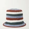 New 🛒 KHAITE Kam Striped Crocheted Cashmere Bucket Hat 🎁