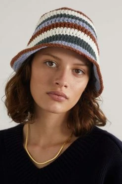 New 🛒 KHAITE Kam Striped Crocheted Cashmere Bucket Hat 🎁 -Khaite Store w920 q60 371