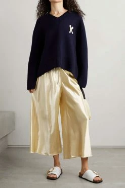 Best deal 🧨 KHAITE Lindy Cropped Silk-satin Wide-leg Pants 🔥 -Khaite Store w920 q60 378