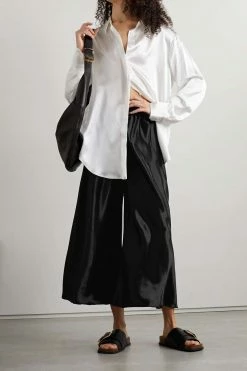 Flash Sale ⭐ KHAITE Lindy Cropped Satin Wide-leg Pants 👍 -Khaite Store w920 q60 383