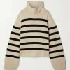 Top 10 💯 KHAITE Marion Striped Cashmere Turtleneck Sweater ✨