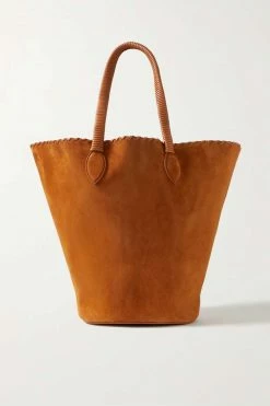 Best Sale ✔️ KHAITE Osa Whipstitched Leather-trimmed Suede Tote ❤️