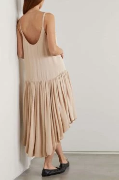 Flash Sale 👏 KHAITE Odette Asymmetric Pleated Silk-georgette Dress ❤️ -Khaite Store w920 q60 439