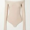 Best deal 🥰 KHAITE Devon Off-the-shoulder Open-back Jersey Bodysuit ✔️