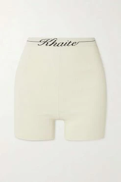 Discount ❤️ KHAITE Bryant Intarsia Ribbed-knit Shorts 💯