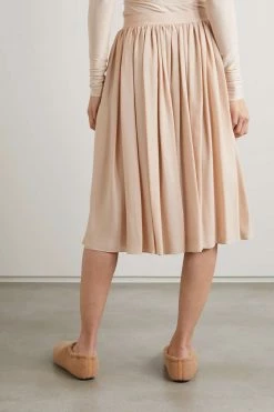 Brand new 😍 KHAITE Odile Pleated Silk-georgette Wrap Midi Skirt ⌛ -Khaite Store w920 q60 467