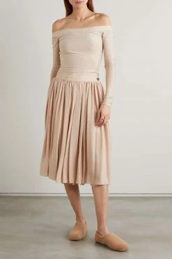 Brand new 😍 KHAITE Odile Pleated Silk-georgette Wrap Midi Skirt ⌛ -Khaite Store w920 q60 469