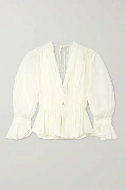 Hot Sale 🔥 KHAITE Carlin Gathered Silk Crepe De Chine Blouse ⭐