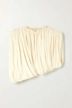 Cheap ❤️ KHAITE Lowry Cropped Draped Crepe Top ✔️