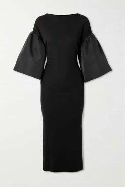 Best Pirce 👍 KHAITE Kali Crepe And Jersey Midi 😉 Dress ⌛