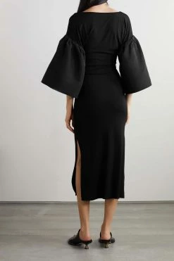 Best Pirce 👍 KHAITE Kali Crepe And Jersey Midi 😉 Dress ⌛ -Khaite Store w920 q60 543