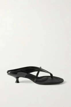 Best deal ❤️ KHAITE Monroe Crinkled Patent-leather 🥰 Sandals 🎉