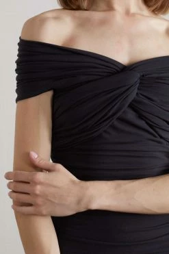 Flash Sale ⌛ KHAITE Spence Off-the-shoulder Ruched Stretch-cotton Jersey Midi ✔️ Dress ⌛ -Khaite Store w920 q60 561