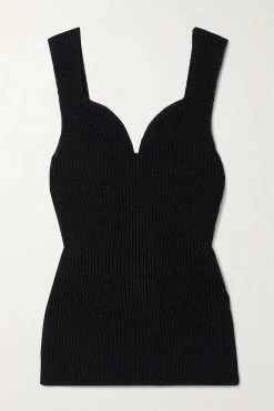 Best Pirce 🧨 KHAITE Lanae Cutout Ribbed Cotton-blend Top ⌛