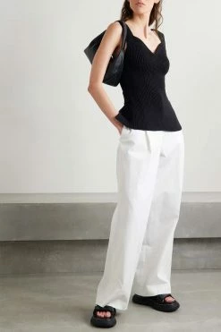 Best Pirce 🧨 KHAITE Lanae Cutout Ribbed Cotton-blend Top ⌛ -Khaite Store w920 q60 63