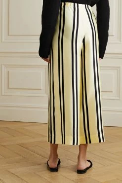 Buy ❤️ KHAITE Phoebe Cropped Striped Silk-satin Wide-leg Pants 🔥 -Khaite Store w920 q60 718