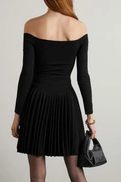 Best Pirce 🌟 KHAITE Trudi Off-the-shoulder Pleated Knitted Mini Dress ✨ -Khaite Store w920 q60 728