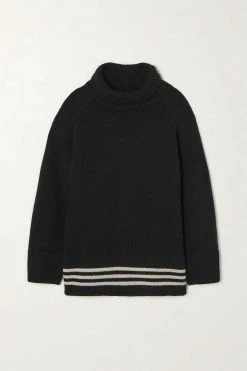 Wholesale 🤩 KHAITE Sonya Striped Cashmere Turtleneck Sweater ❤️