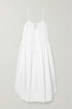 Wholesale ✔️ KHAITE Norelle Cutout Gathered Cotton-poplin Midi Dress 😀