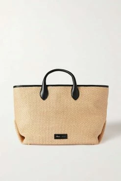 Hot Sale 😀 KHAITE Amelia Medium Leather-trimmed Raffia Tote ✨