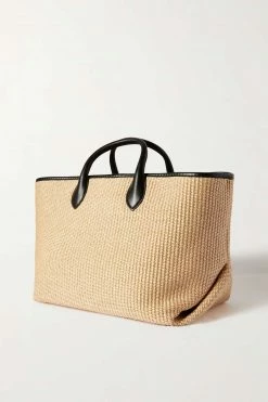 Hot Sale 😀 KHAITE Amelia Medium Leather-trimmed Raffia Tote ✨ -Khaite Store w920 q60 838