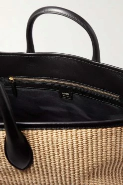 Hot Sale 😀 KHAITE Amelia Medium Leather-trimmed Raffia Tote ✨ -Khaite Store w920 q60 840